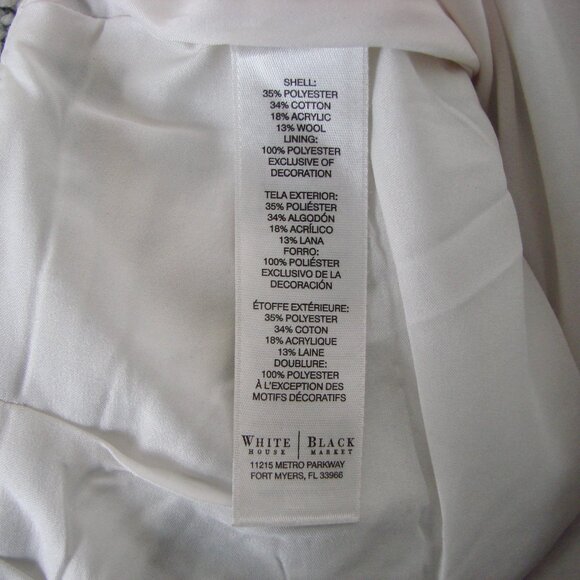 Wool Blend Tweed Pencil Skirt Black Cream White House Black Market Work Office 4 - Picture 12 of 12